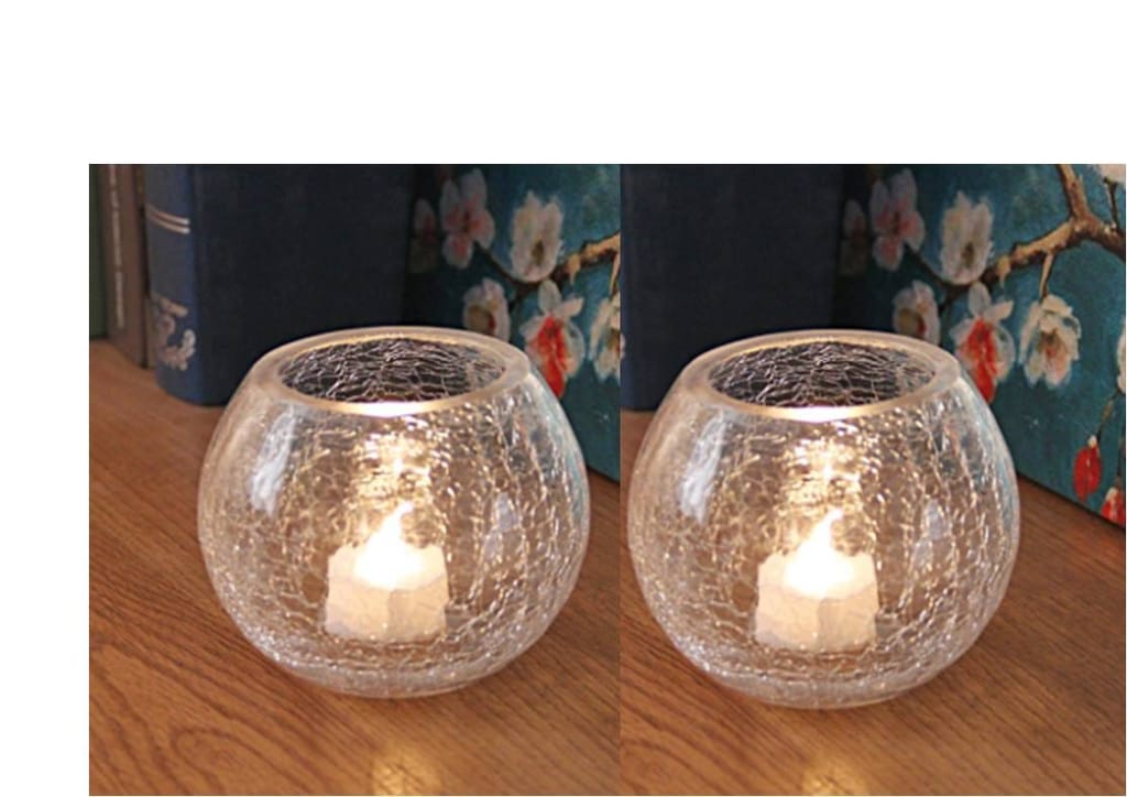 White Crackeled Candle Holders- Glass Votive Candle Holders Bulk Tealight Candle Holders Centerpieces for Spring Wedding, Birthday, Dinner Party Table Decor - Set of 2 by Marigold Stores®