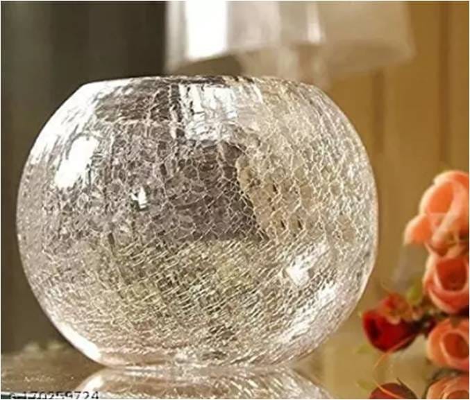 White Crackeled Candle Holders- Glass Votive Candle Holders Bulk Tealight Candle Holders Centerpieces for Spring Wedding, Birthday, Dinner Party Table Decor - Set of 2 by Marigold Stores®