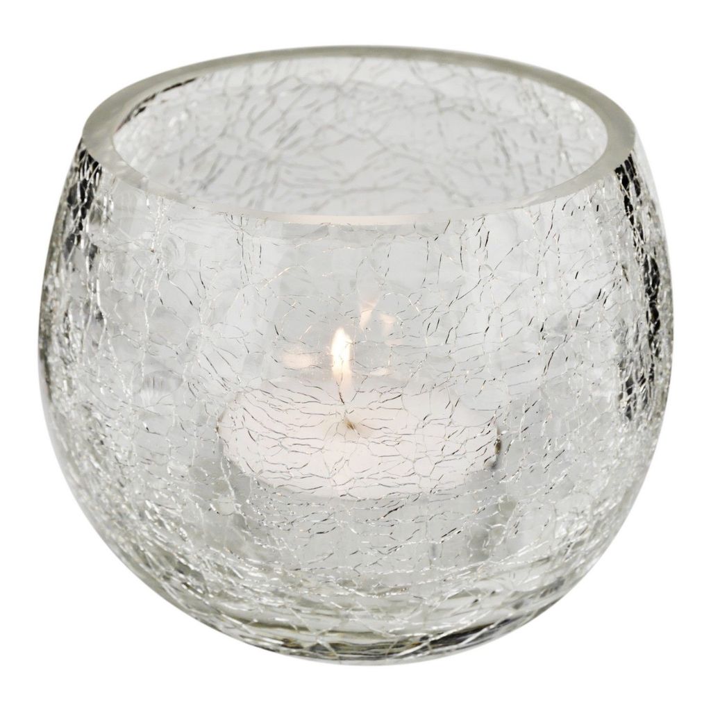 White Crackeled Candle Holders- Glass Votive Candle Holders Bulk Tealight Candle Holders Centerpieces for Spring Wedding, Birthday, Dinner Party Table Decor - Set of 2 by Marigold Stores®