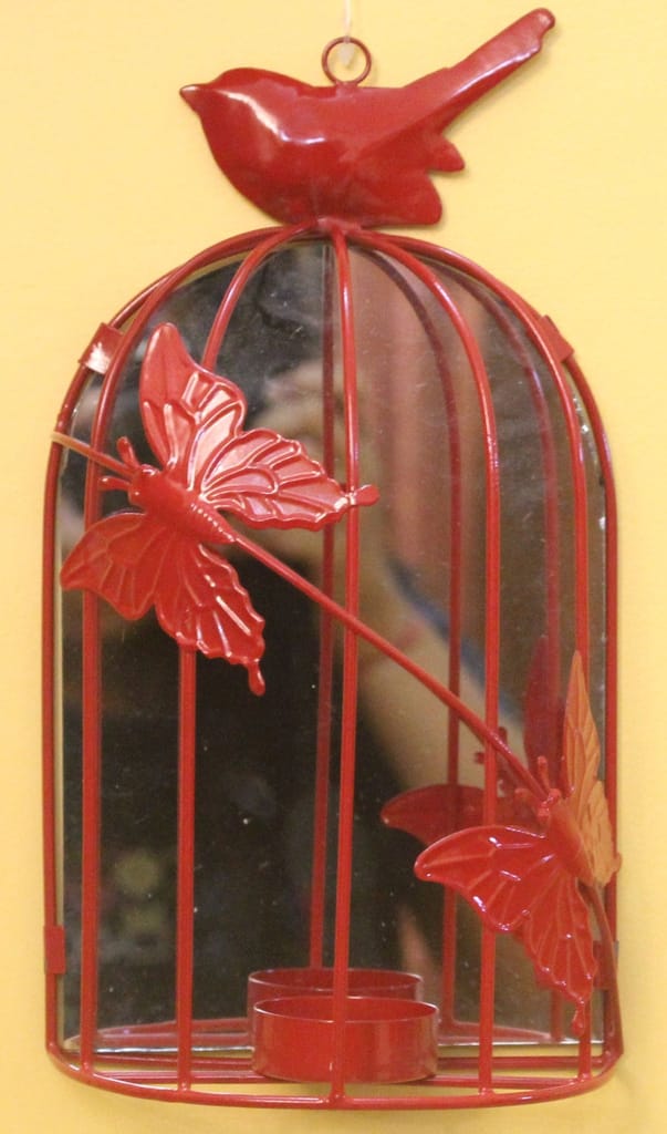 Stunning Decorative Designer Red Bird Cage Wall Art/Tealight Holder - by Marigold Stores®