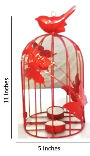 Stunning Decorative Designer Red Bird Cage Wall Art/Tealight Holder - by Marigold Stores®