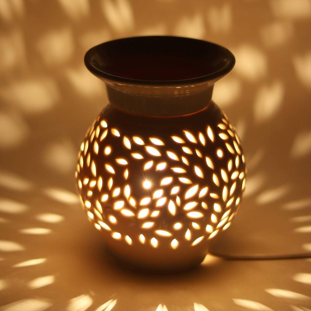 Gift Beautiful Design Ceramic Electric Essential Oil Warmer l Oil Diffuser Oil Burner with Dimmer Thermostat to Control Fragrance and Light Intensity -by Marigold Stores®