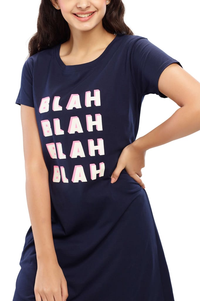 ZEYO Women Cotton Night Dress Pink Solid Plane Short Nighty