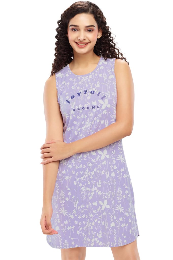 ZEYO Women Cotton Night Dress Pink Floral Print Short Nighty