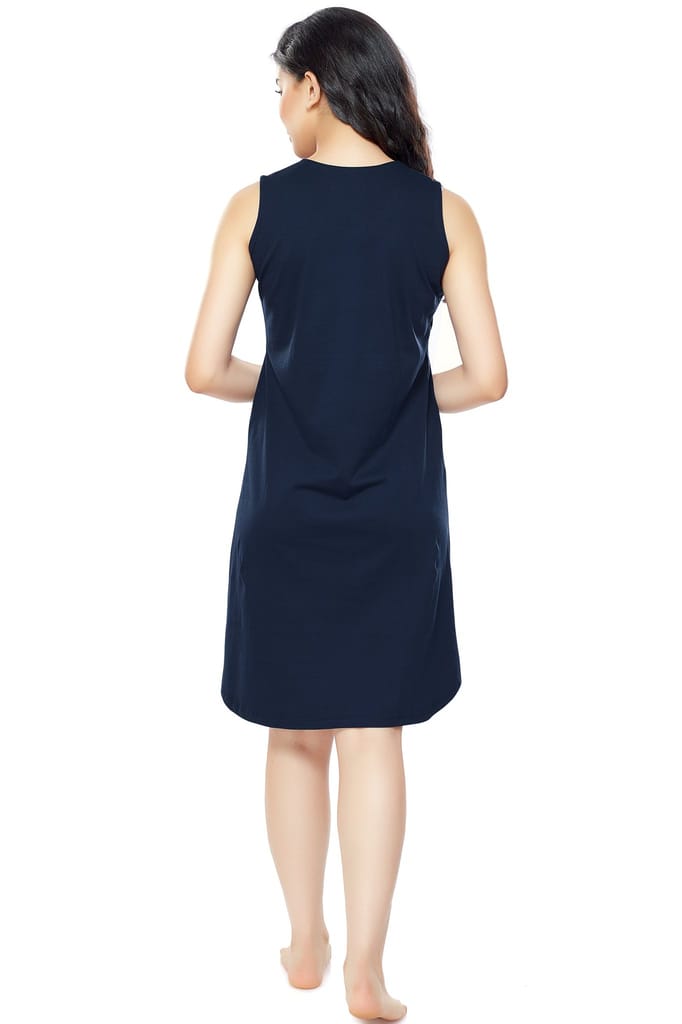 ZEYO Women Cotton Night Dress Purple Printed Short Nighty