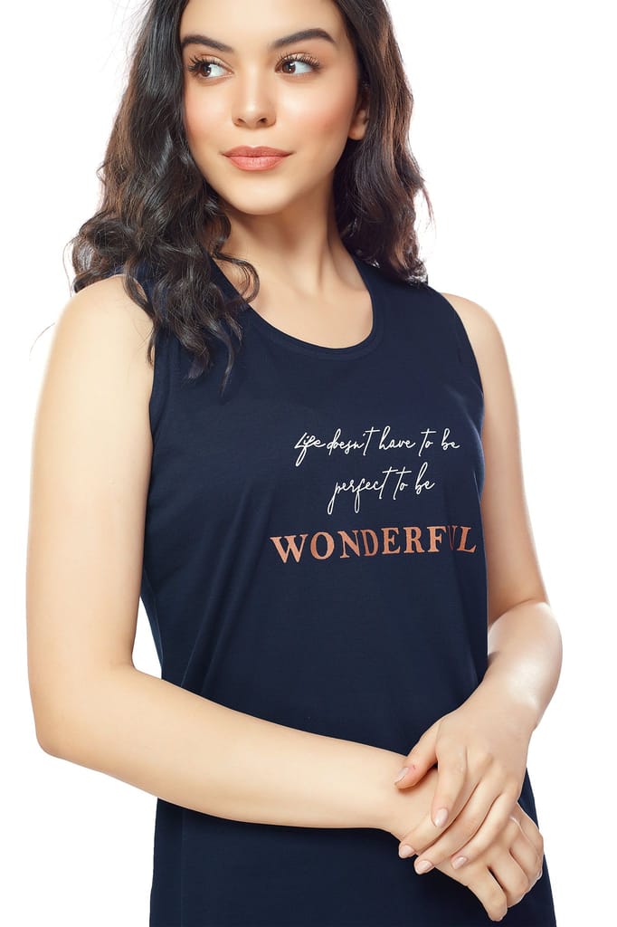 ZEYO Women Cotton Night Dress Purple Printed Short Nighty