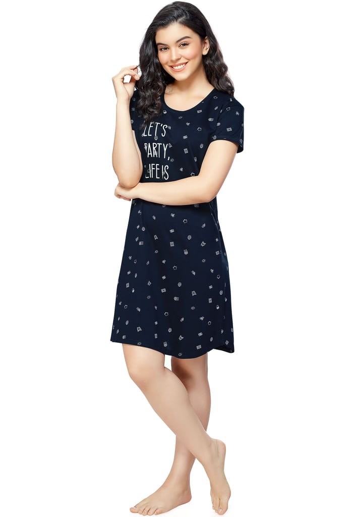 New Women ZEYO Women Cotton Night Dress Navy Blue Multi Printed Short Nighty 2025 at ShopCircuit New Women ZEYO Women Cotton Night Dress Navy Blue Multi Printed Short Nighty 2025 at ShopCircuit