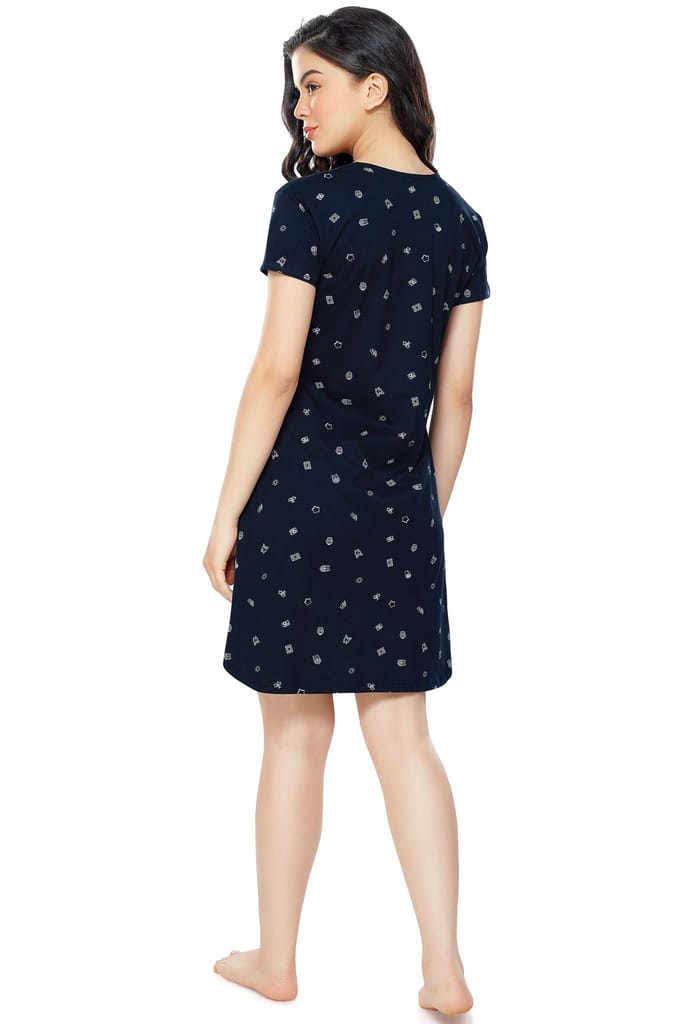 New Women ZEYO Women Cotton Night Dress Navy Blue Multi Printed Short Nighty 2025 at ShopCircuit New Women ZEYO Women Cotton Night Dress Navy Blue Multi Printed Short Nighty 2025 at ShopCircuit