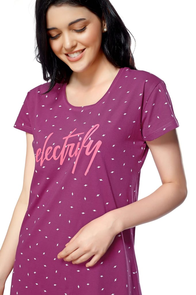 Elegant Women ZEYO Women Cotton Night Dress Navy Blue Flash Print Short Nighty 2025 at ShopCircu Elegant Women ZEYO Women Cotton Night Dress Navy Blue Flash Print Short Nighty 2025 at ShopCircu