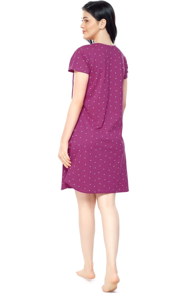 Elegant Women ZEYO Women Cotton Night Dress Navy Blue Flash Print Short Nighty 2025 at ShopCircu Elegant Women ZEYO Women Cotton Night Dress Navy Blue Flash Print Short Nighty 2025 at ShopCircu