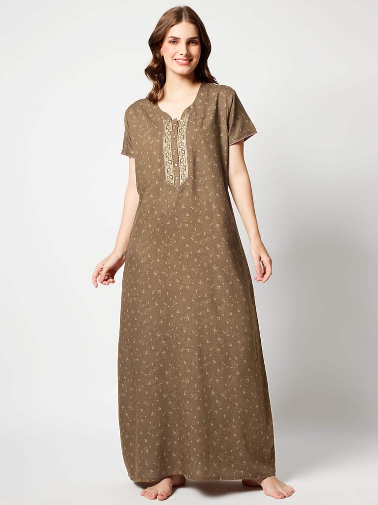 Latest Women Zeyo Women Polyester Light Brown Floral Print Nighty 2025 at ShopCircuit | ONDC Latest Women Zeyo Women Polyester Light Brown Floral Print Nighty 2025 at ShopCircuit | ONDC