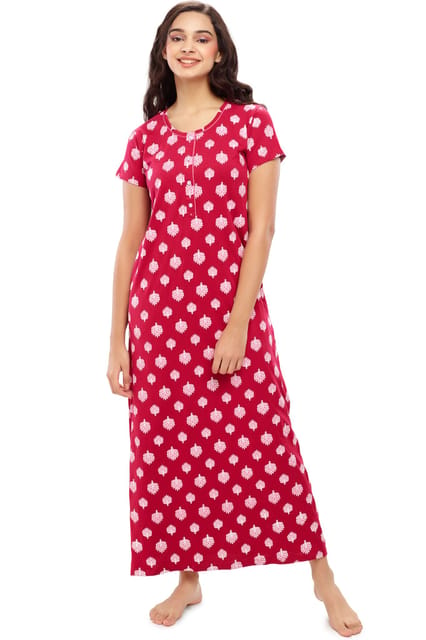 Zeyo Women's Cotton Nursing Night Dress - All Over Print, Knee Length, Navy Blue, X-Large - View #8