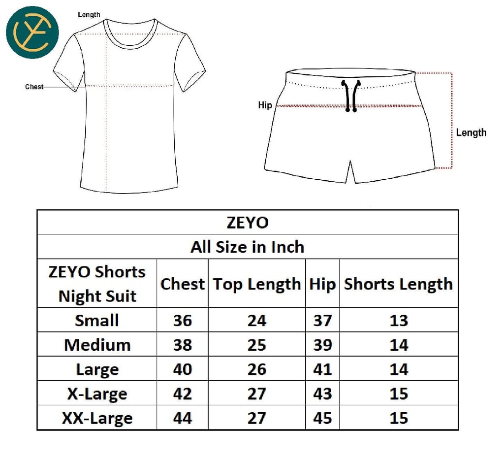 ZEYO Women's Cotton Navy Blue Typography Printed Night Suit Set of Top & Shorts