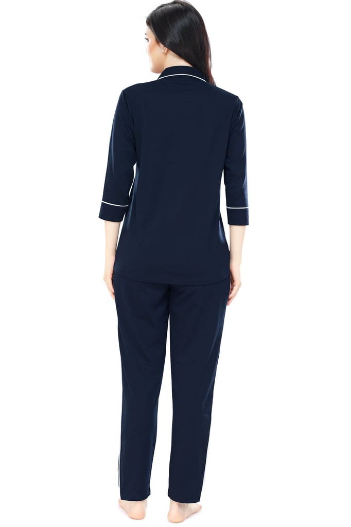 ZEYO Women's Cotton Red Solid Stylish Night suit set