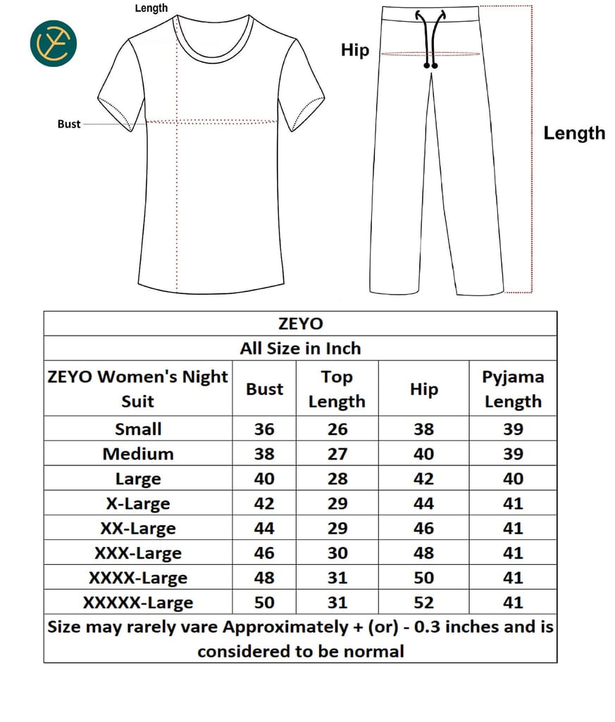 ZEYO Women's Cotton Navy Blue Flash Printed Stylish Night suit set