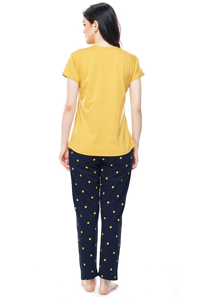 ZEYO Women's Cotton Peach Square Printed Stylish Night suit set