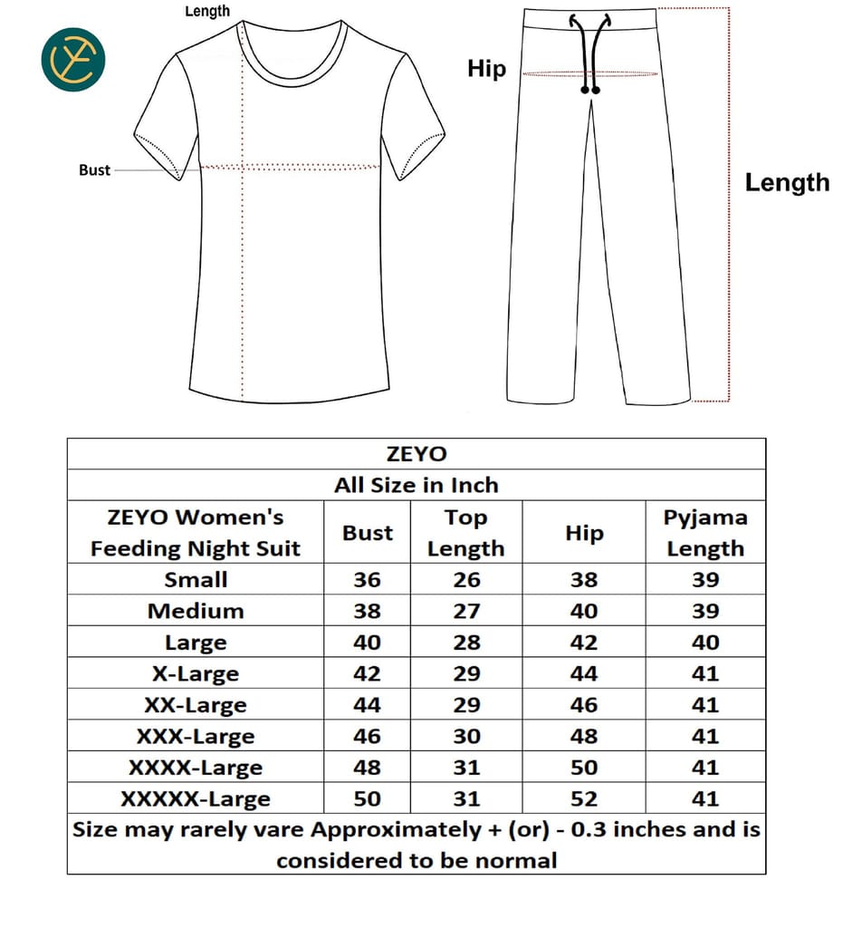 ZEYO Women Cotton Navy Blue Heart Print Maternity & Feeding Night Suit