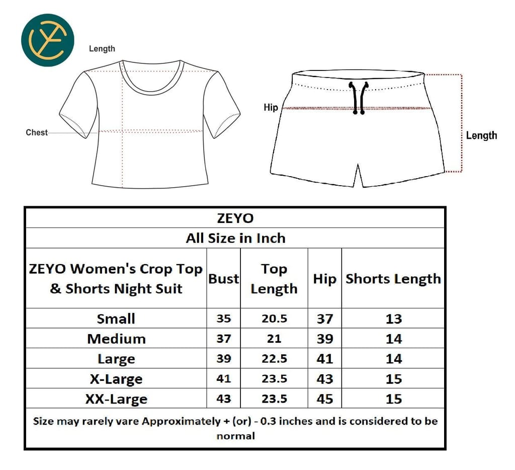 ZEYO Women's Cotton Star Printed Night Suit Set of Top & Shorts