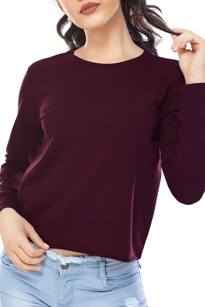 Zeyo Women Cotton Black Star Printed Full Sleeve Crop Top