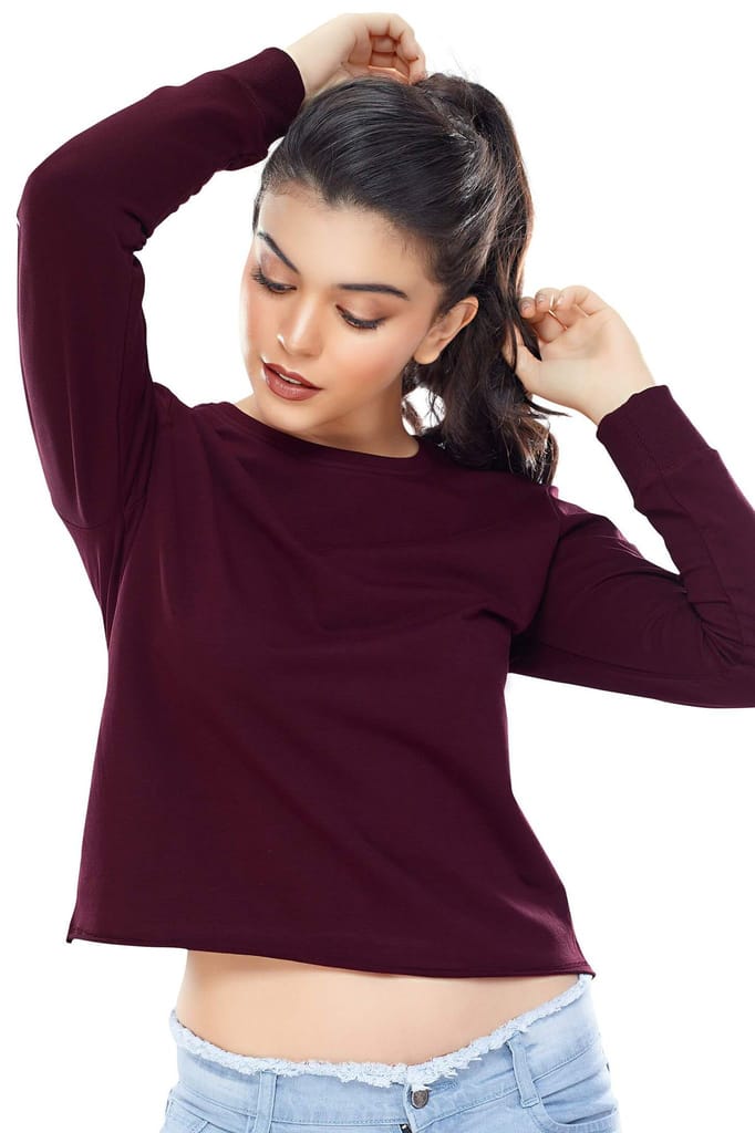 Zeyo Women Cotton Black Star Printed Full Sleeve Crop Top