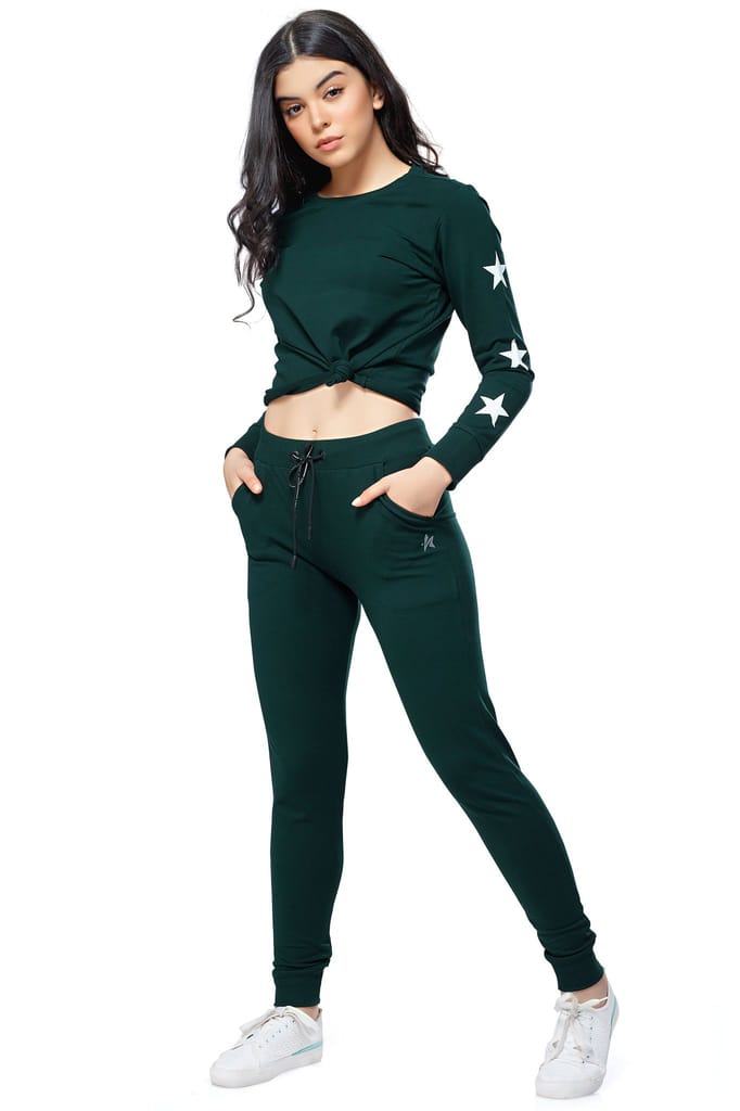 ZEYO Women's Joggers Solid Plain Blue Regular Fit Track Pant