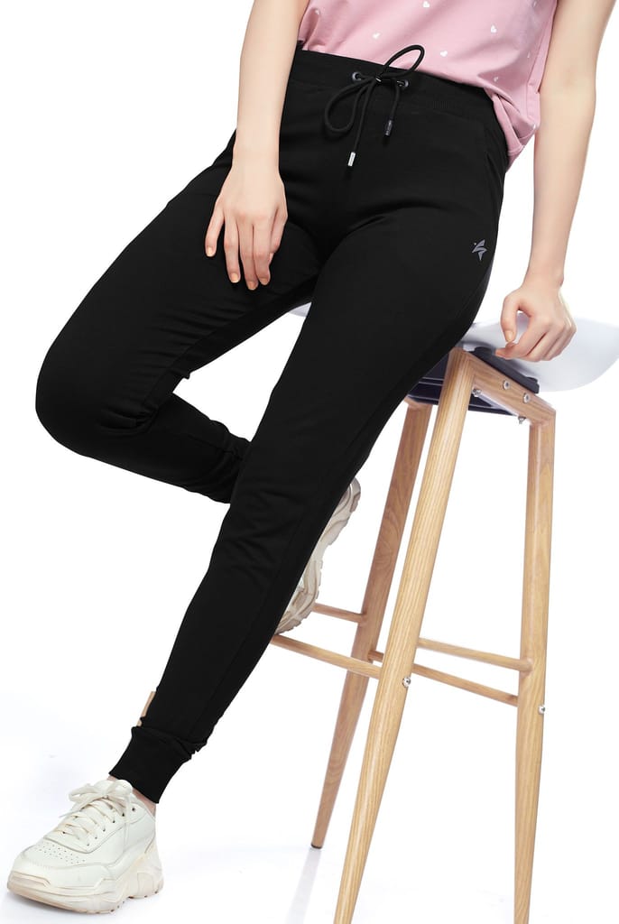 ZEYO Women's Joggers Solid Plain Blue Regular Fit Track Pant