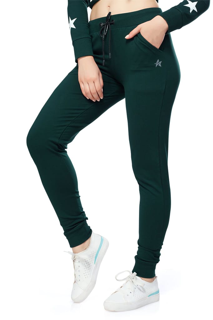 ZEYO Women's Joggers Solid Plain Blue Regular Fit Track Pant