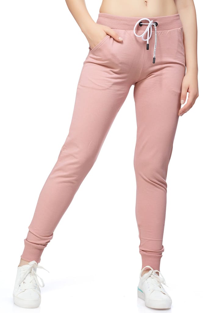 ZEYO Women's Joggers Solid Plain Blue Regular Fit Track Pant