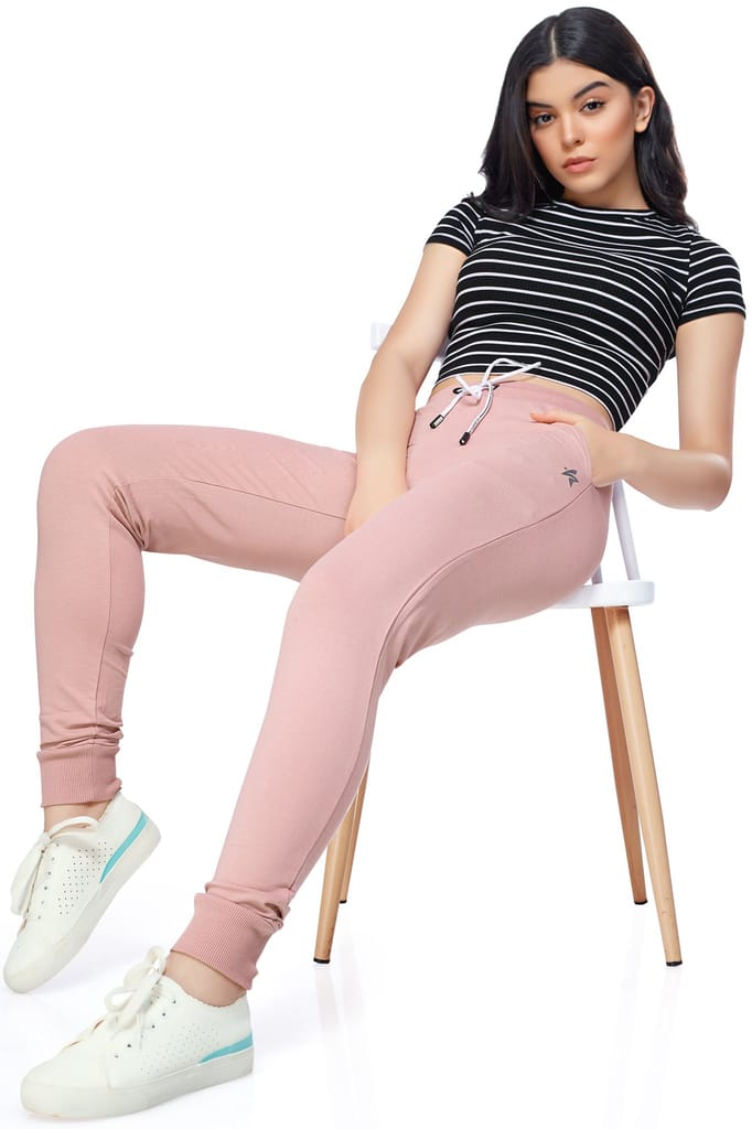 ZEYO Women's Joggers Solid Plain Blue Regular Fit Track Pant