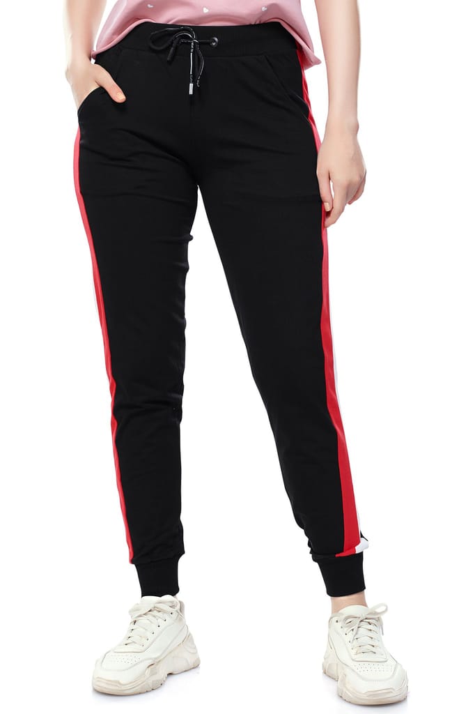 ZEYO Women's Joggers Side Striped Green Regular Fit Track Pant