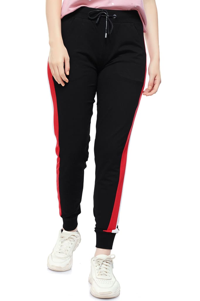 ZEYO Women's Joggers Side Striped Green Regular Fit Track Pant