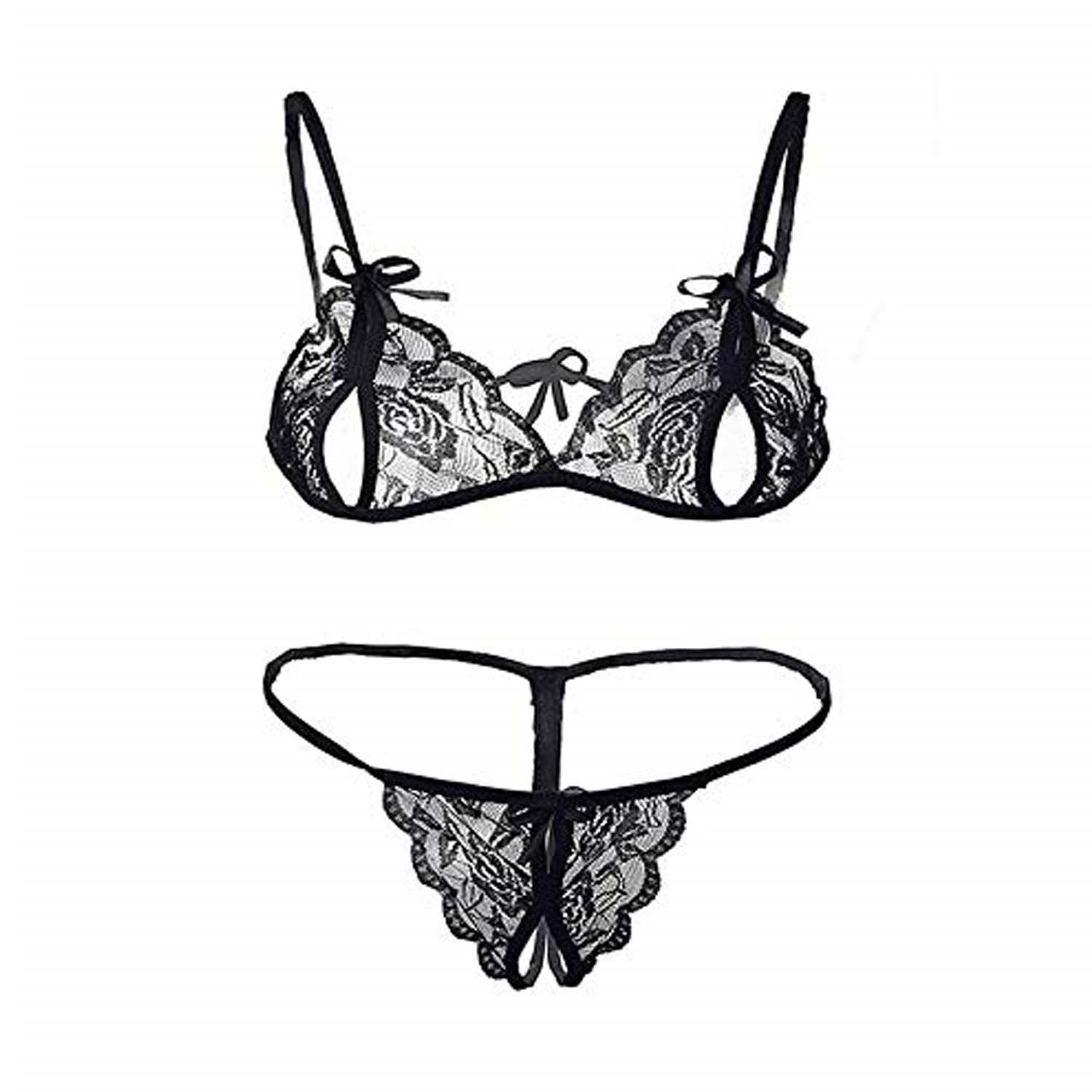 Net Lace Bra Panty Bikini Set
