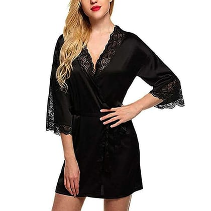 Lace Satin Babydoll Night Robe panty belt