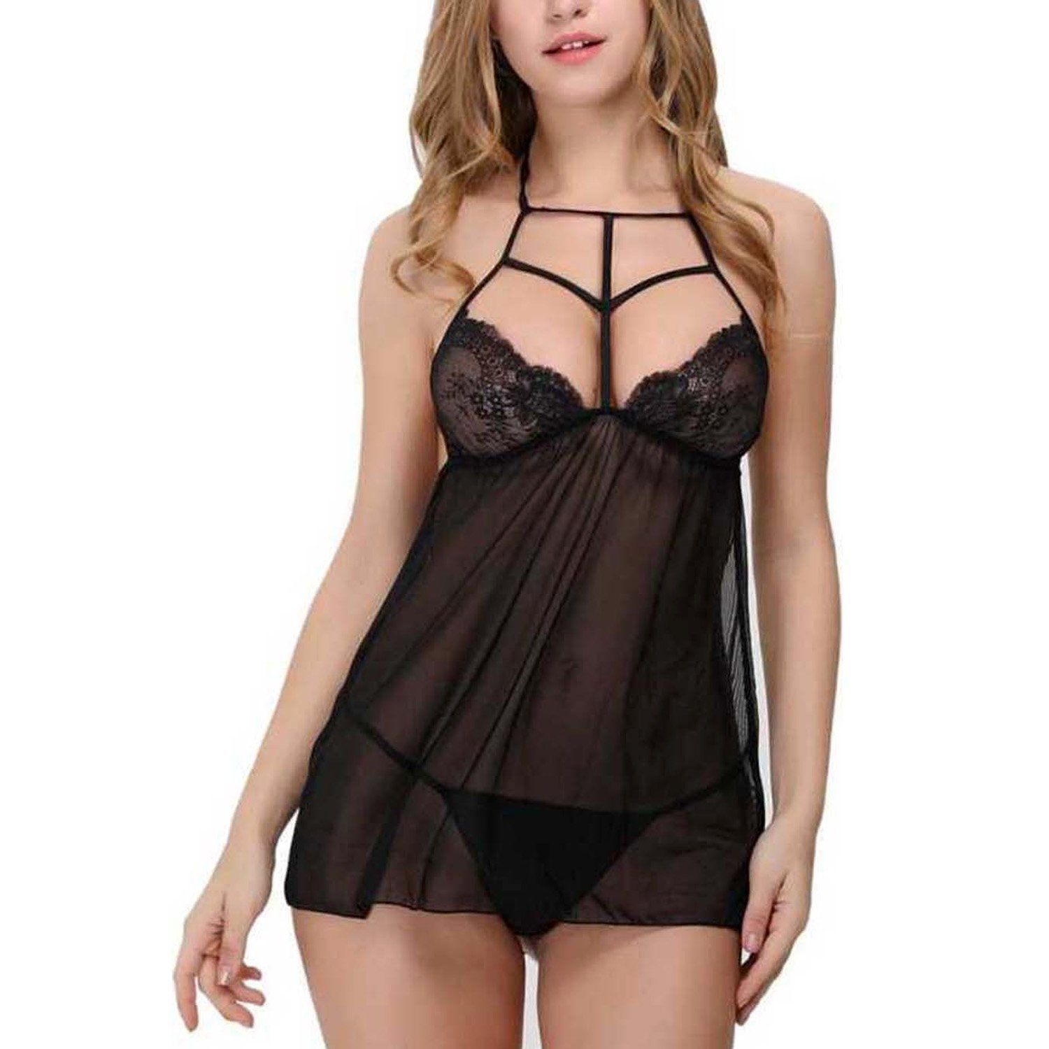 Women Girls Net Babydoll Night dress with panty