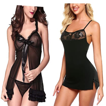 Babydoll Nightdress with panty Combo Pack 2