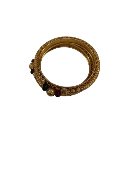 One Gram Gold Plated Traditional Indian Bangle Set for Women