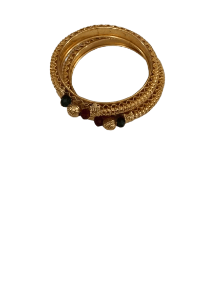 One Gram Gold Plated Traditional Indian Bangle Set for Women