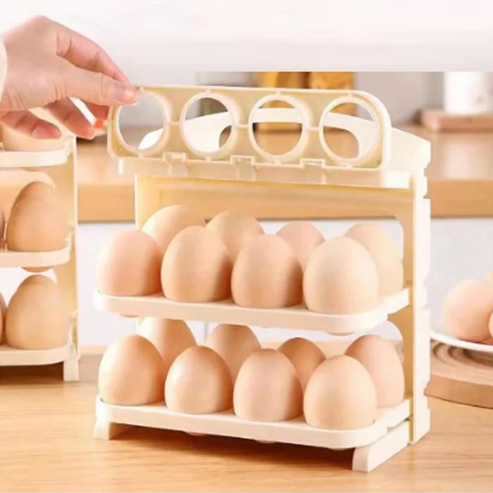  Space-saving Fridge Organizer, Foldable Refrigerator Organizer, Kitchen Storage Shelf, Adjustable Egg Storage Box