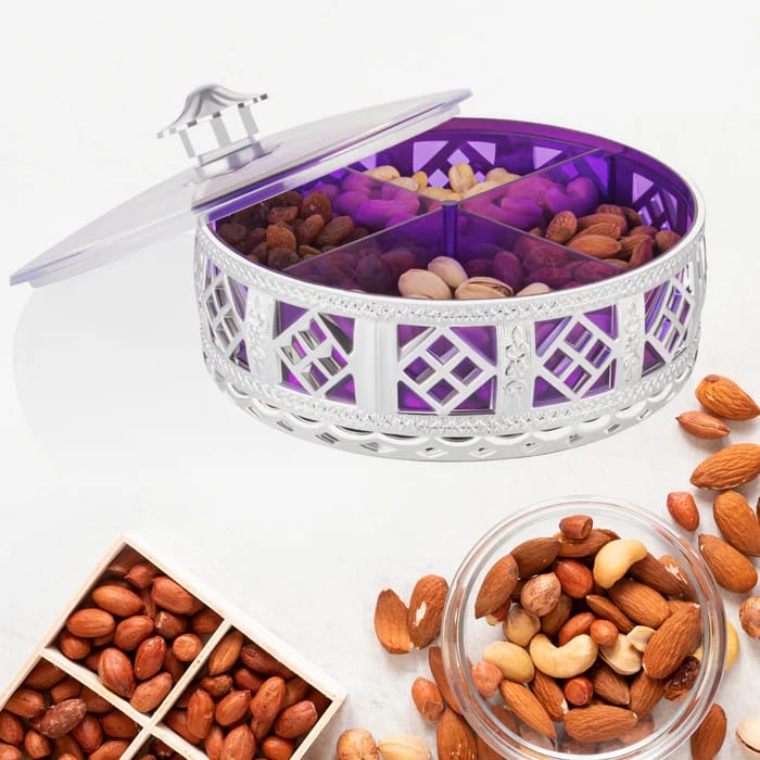  "4-Compartment Round Dry Fruit Box"