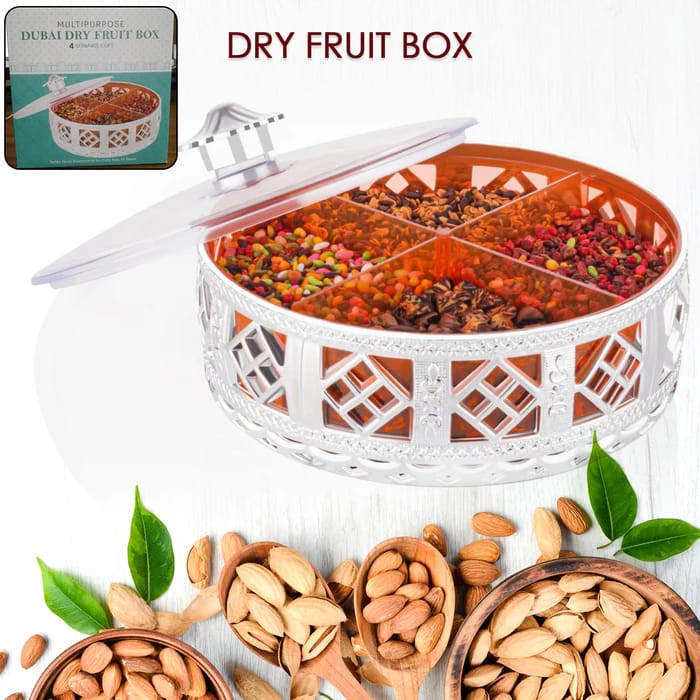  "4-Compartment Round Dry Fruit Box"