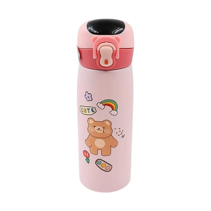  304 Stainless Steel Vacuum Insulated Water Bottle with Cute Bear Cartoon, Leakproof Travel Mug for Kids, 12oz