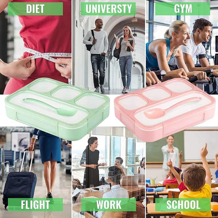  Set of 2 Lunch Boxes with Spoon and Fork