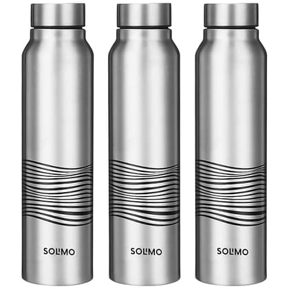  Pack of 3 Stainless Steel Water Bottles with Wave Design