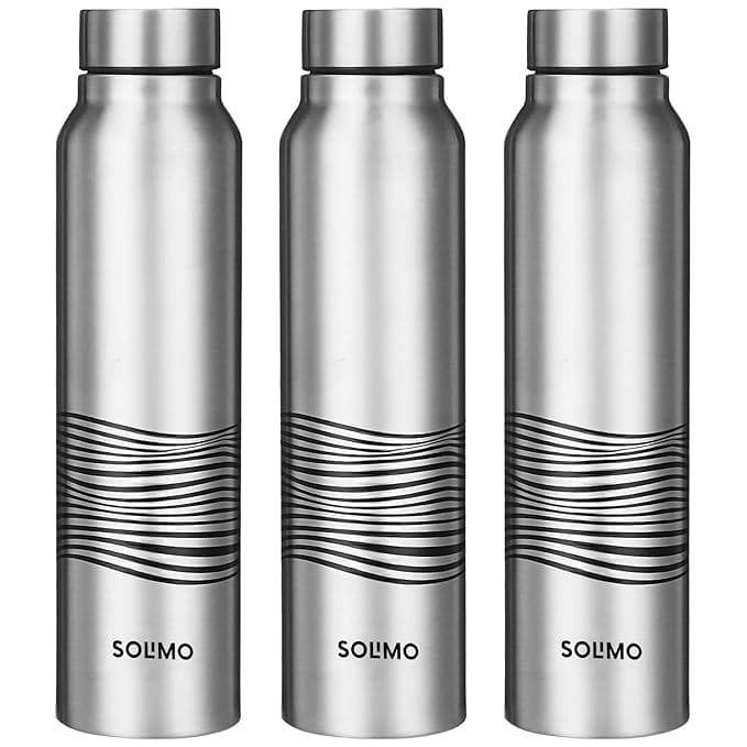  Pack of 3 Stainless Steel Water Bottles with Wave Design