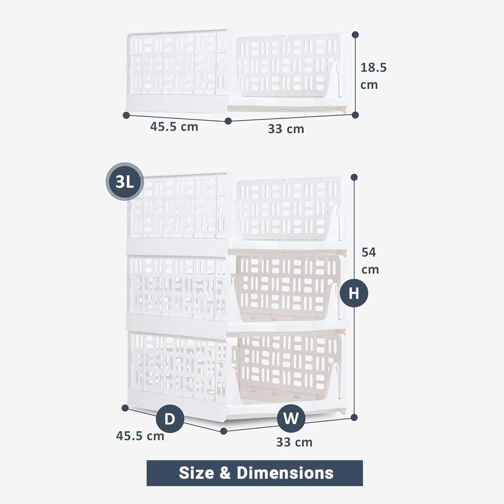 ALTCRAFT Wardrobe Organizer for Clothes, Clothes Organizer for Wardrobe. Stackable Storage Organizer Large (Pack of 3)