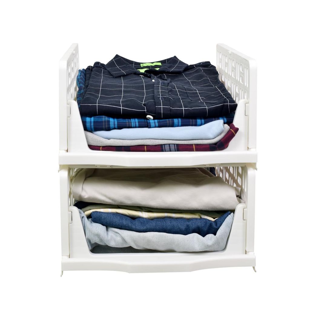 ALTCRAFT Wardrobe Organizer for Clothes, Clothes Organizer for Wardrobe. Stackable Storage Organizer Large (Pack of 3)