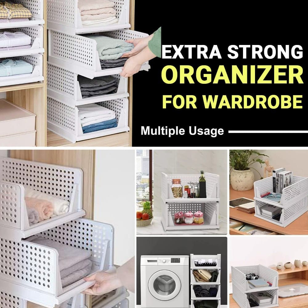 ALTCRAFT Clothes Organizer for Wardrobe : Foldable, Stackable Cupboard Organizer, Plastic Drawer Organizer for Closet Storage