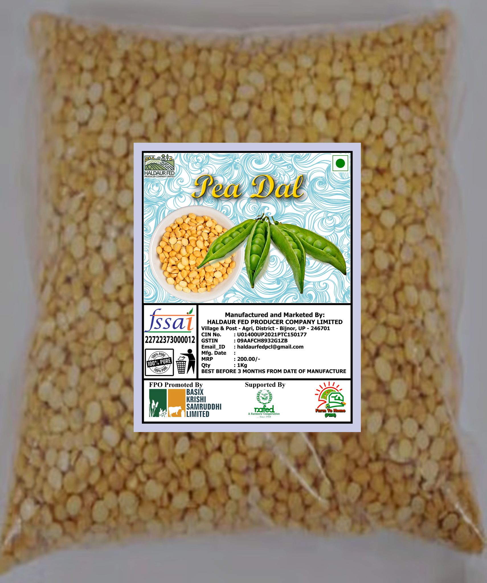Pea Dal, 1Kg (pack of 3)