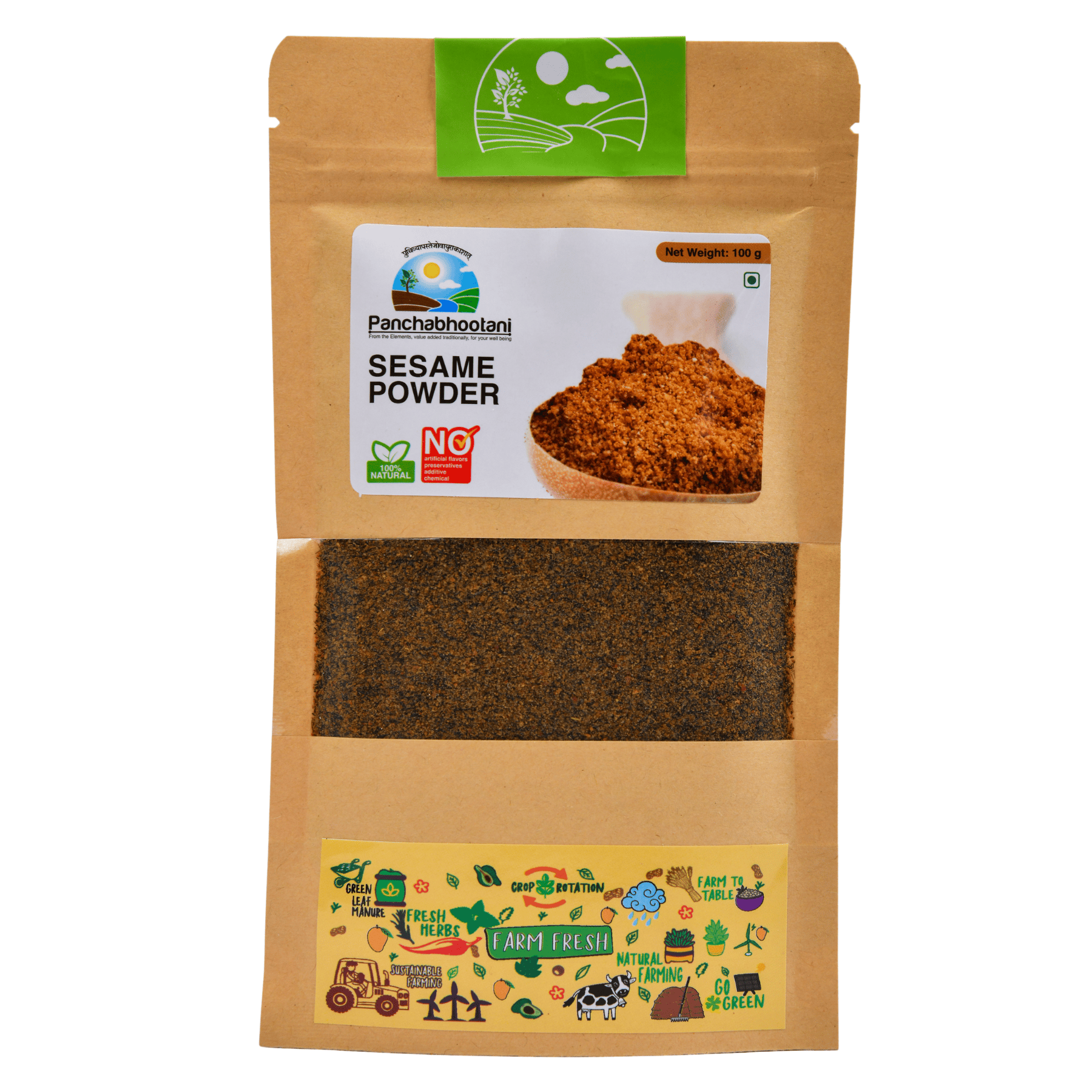 Panchabhootani Sesame Powder 100g - 100% Natural, No Artificial Flavors, Preservatives, Additives, or Chemicals