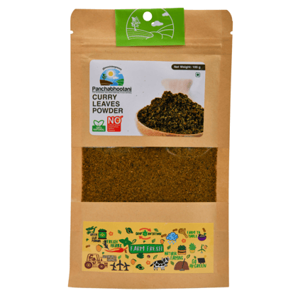 Panchabhootani Curry Leaves Chutney Powder 100g | Instant Use |Natural Curry Leaves | Dip or Sprinkle | No Added Color | Authentic Traditonal Recipe | Rich In Nutrients | Flavourful Side Dish | Good for Rice Seasoning